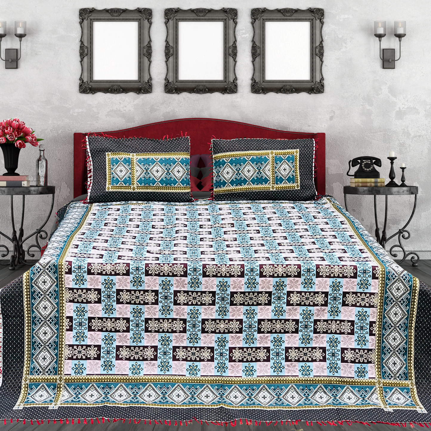Noor SOTI Cotton 3-Pc Bedsheet Set – Timeless Comfort, Pakistani Crafted