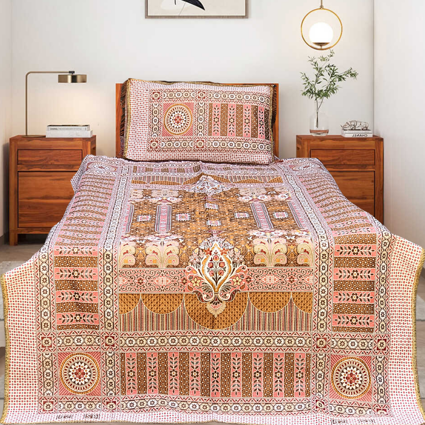 Goldstar 3-Piece Fancy Bedsheet Set – Soft-Touch Fabric with Elegant Shine