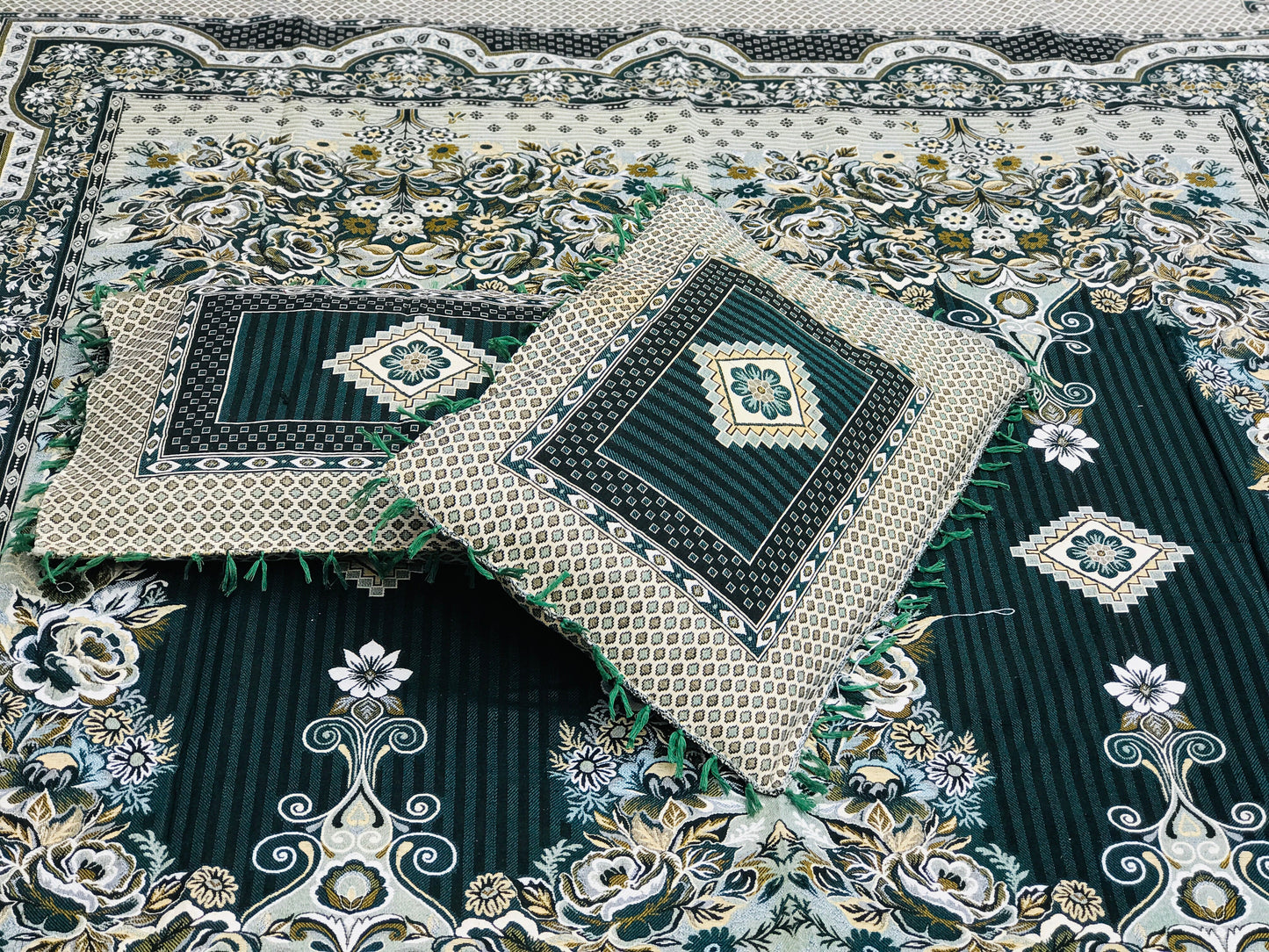Green Diamond Grace 3PC Cotton Bedsheet – Luxurious Comfort for Every Home