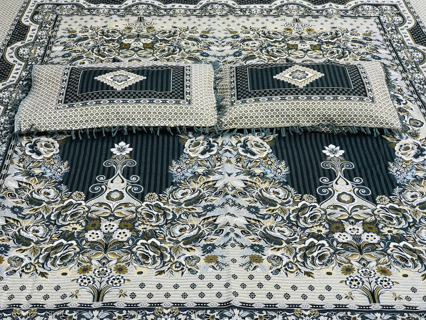 Grey Diamond Grace 3PC Cotton Bedsheet – Luxurious Comfort for Every Home