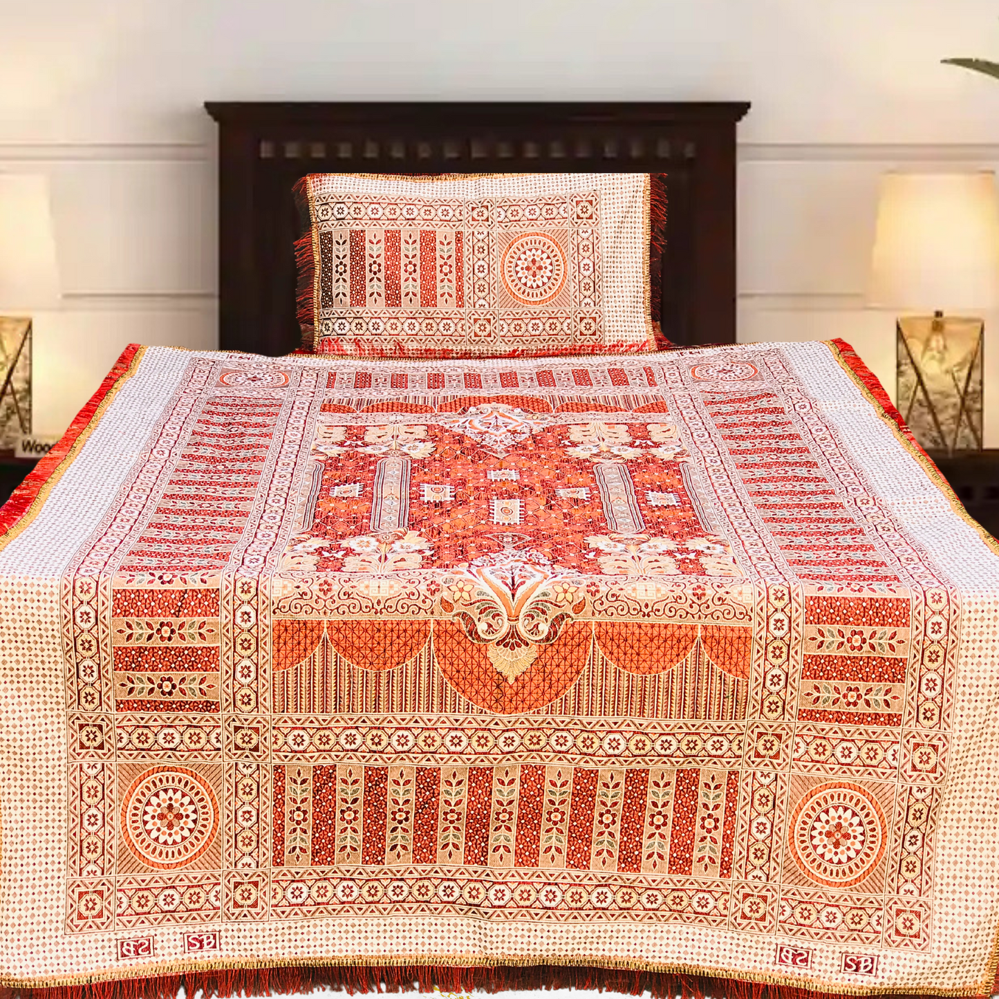 Red Brown Shade Goldstar 3-Piece Bedsheet – Soft Touch & Elegant Shine