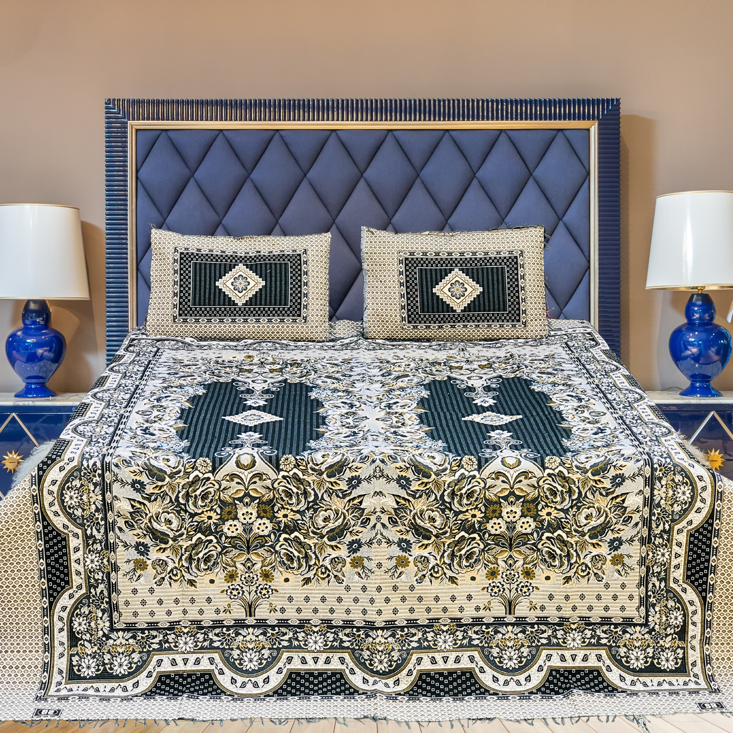 Grey Diamond Grace 3PC Cotton Bedsheet – Luxurious Comfort for Every Home