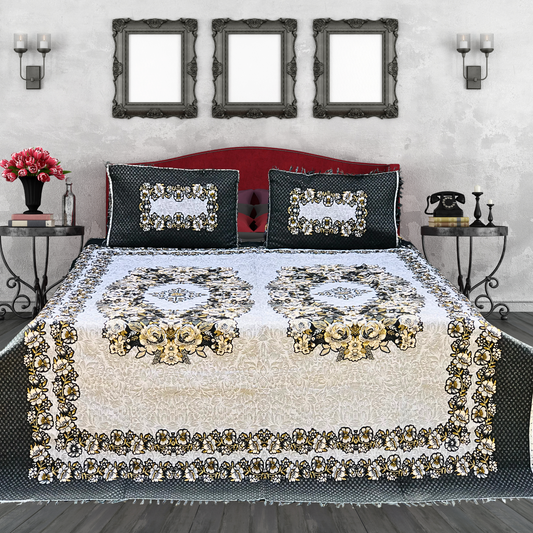 SOTI Grey Cotton A1 3PC Bedsheet – Where Luxury Meets Comfort