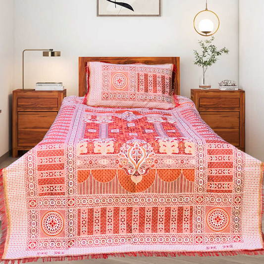 Red Color Red shade Goldstar 3-Piece Bedsheet – Soft Touch & Elegant Shine