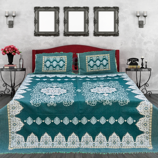 Decent Green – 3PC Soti Cotton Bedsheet Set | Soft, Breathable & Durable