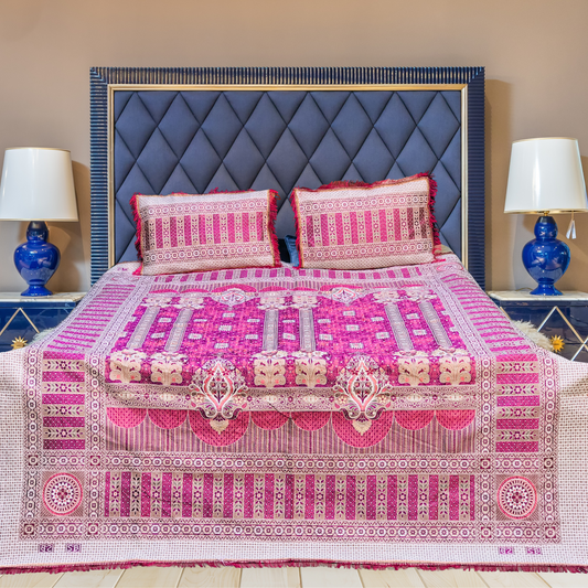 Pink Brown Shade Goldstar 3-Piece Bedsheet – Soft Touch & Elegant Shine