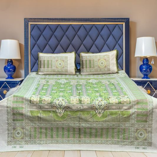 Mehndi Brown Shade Goldstar 3-Piece Bedsheet – Soft Touch & Elegant Shine