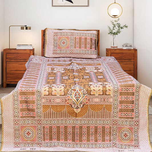 Goldstar 3-Piece Fancy Bedsheet Set – Soft-Touch Fabric with Elegant Shine