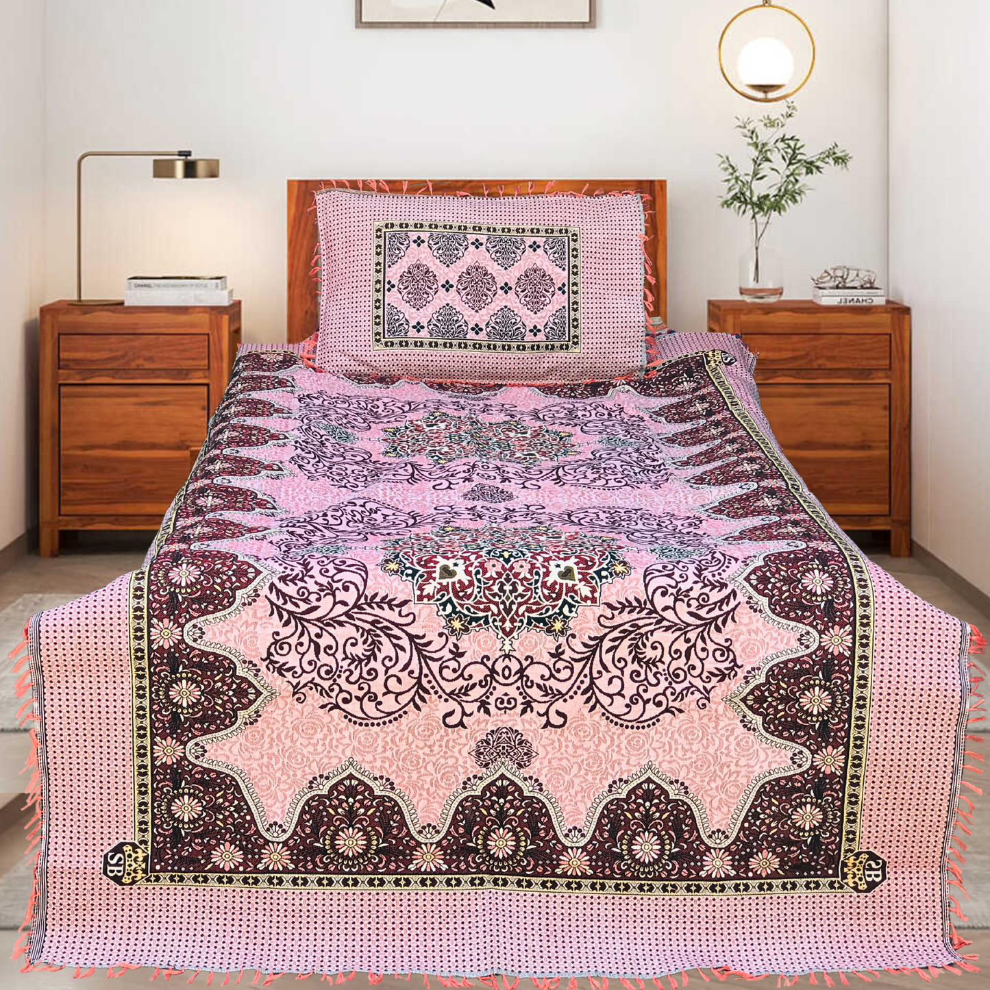 Decent Pink – 3PC Soti Cotton Bedsheet Set | Soft, Breathable & Durable