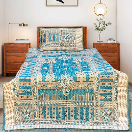 Ferozi Brown Shade Goldstar 3-Piece Bedsheet – Soft Touch & Elegant Shine
