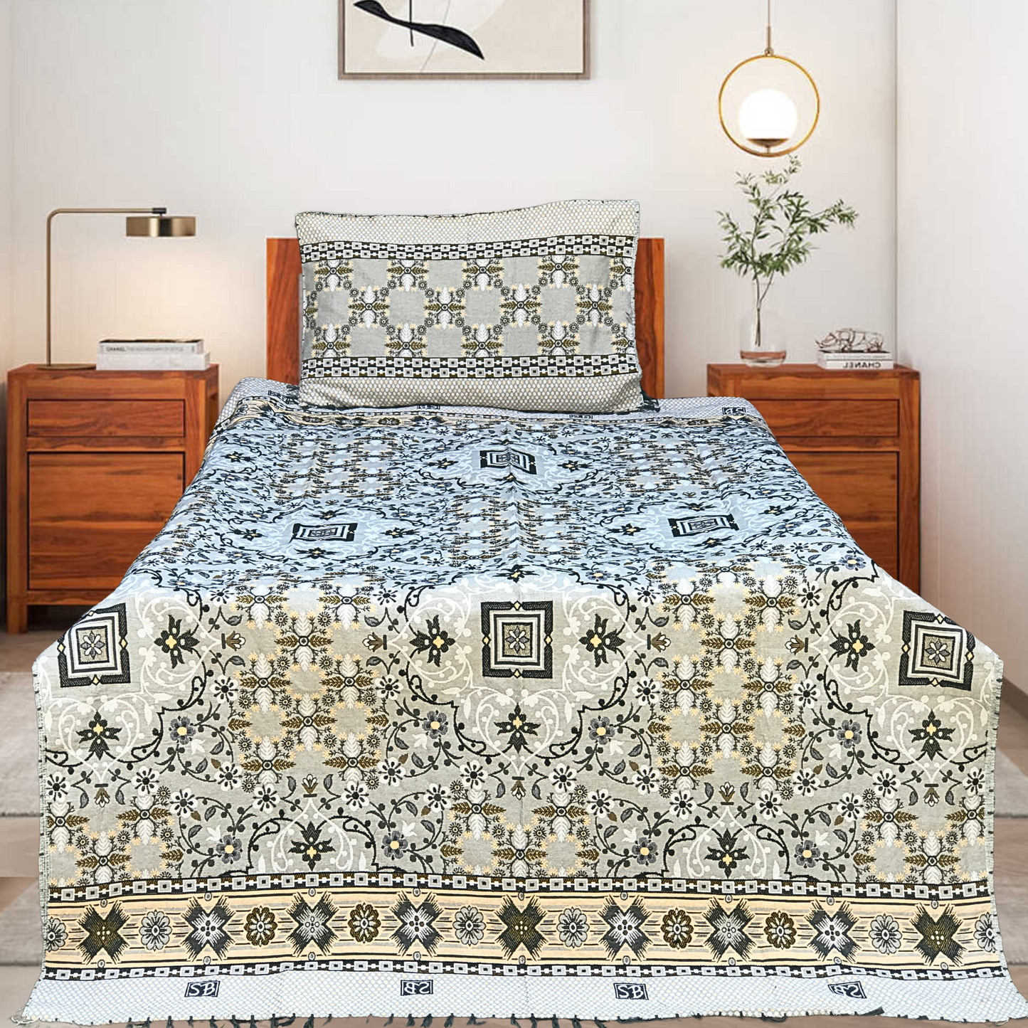 SOTI Grey Jumbo Cotton Mattress 3PC Bedsheet – Premium Fit, Ultimate Comfort