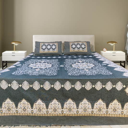 Decent  Grey – 3PC Soti Cotton Bedsheet Set | Soft, Breathable & Durable