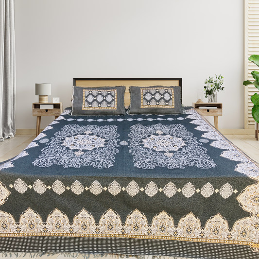 Decent  Grey – 3PC Soti Cotton Bedsheet Set | Soft, Breathable & Durable