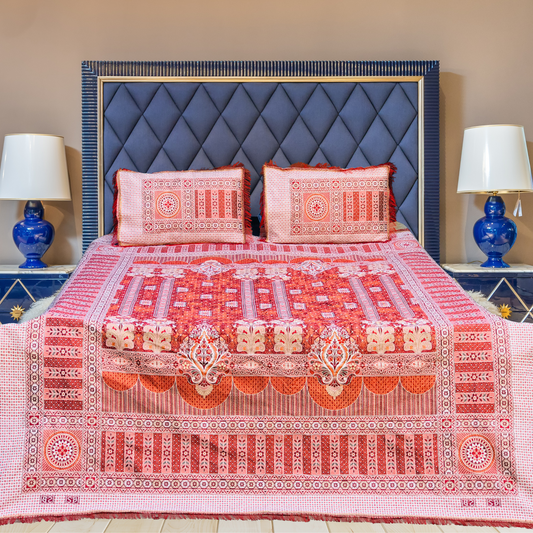 Red Color Red shade Goldstar 3-Piece Bedsheet – Soft Touch & Elegant Shine