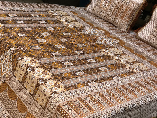 Brown Color Brown Shade Goldstar 3-Piece Bedsheet – Soft Touch & Elegant Shine