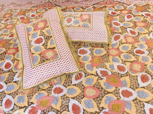 3PC Golden Breeze Fancy Bedsheet – Wedding & Home Luxury