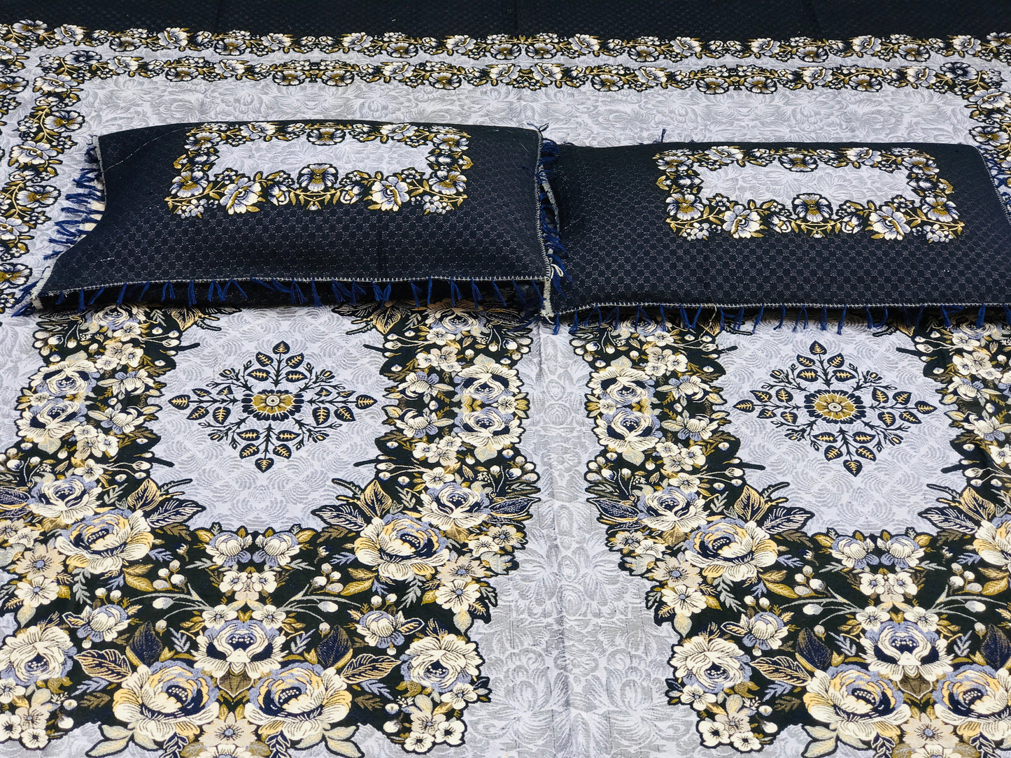 SOTI Blue Cotton A1 3PC Bedsheet – Where Luxury Meets Comfort
