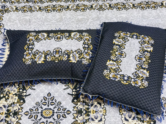 SOTI Blue Cotton A1 3PC Bedsheet – Where Luxury Meets Comfort