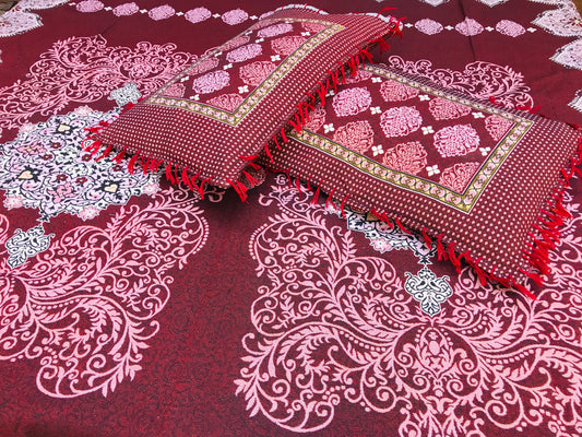 Decent Red – 3PC Soti Cotton Bedsheet Set | Soft, Breathable & Durable