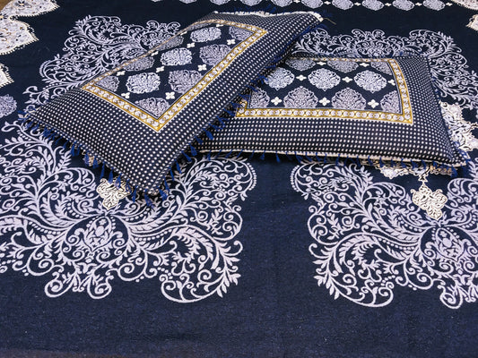Decent Blue – 3PC Soti Cotton Bedsheet Set | Soft, Breathable & Durable