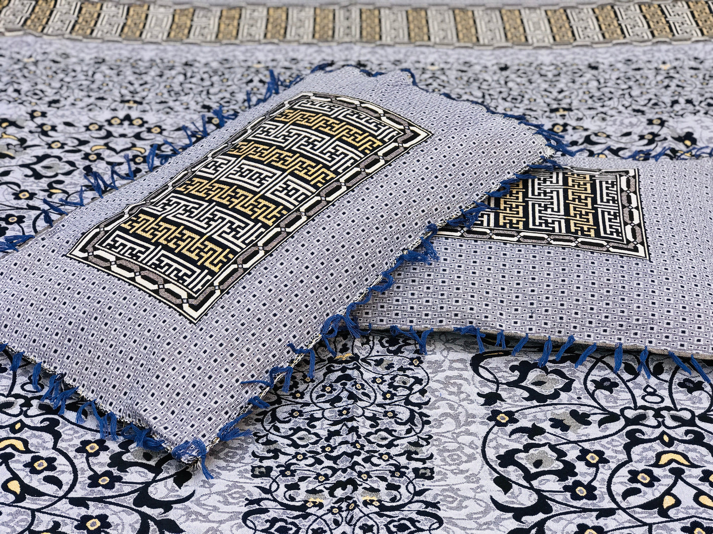 3PC Blue Soti Cotton Bedding Set – Pure Cotton, Elegant Design