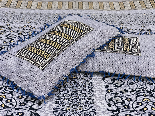 3PC Blue Soti Cotton Bedding Set – Pure Cotton, Elegant Design