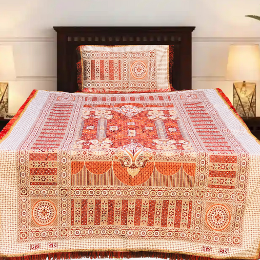 Red Brown Shade Goldstar 3-Piece Bedsheet – Soft Touch & Elegant Shine