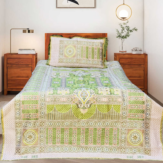 Mehndi Brown Shade Goldstar 3-Piece Bedsheet – Soft Touch & Elegant Shine