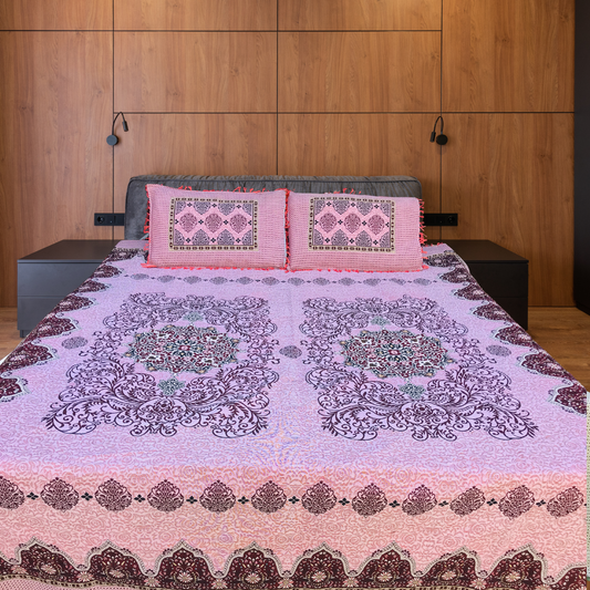 Decent Pink – 3PC Soti Cotton Bedsheet Set | Soft, Breathable & Durable