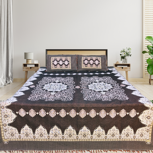 Decent Brown – 3PC Soti Cotton Bedsheet Set | Soft, Breathable & Durable