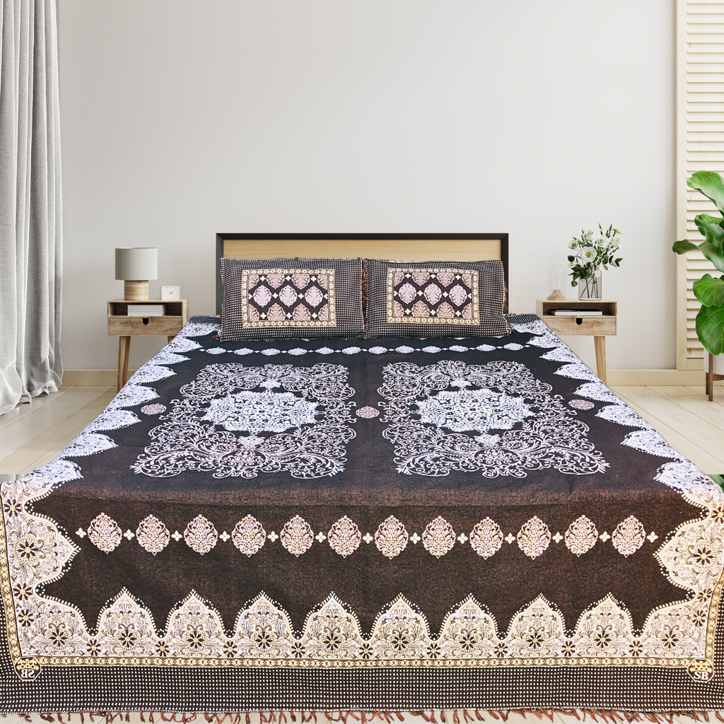 Decent Brown – 3PC Soti Cotton Bedsheet Set | Soft, Breathable & Durable