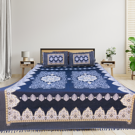 Decent Blue – 3PC Soti Cotton Bedsheet Set | Soft, Breathable & Durable