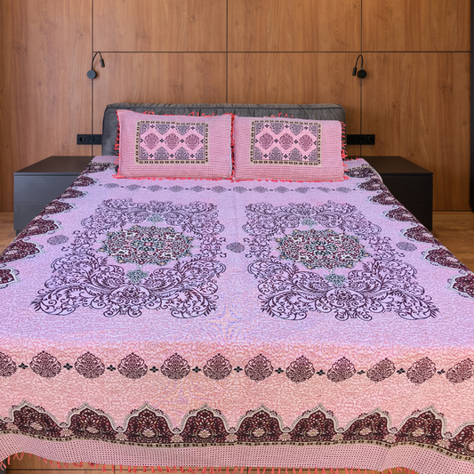 Decent Pink – 3PC Soti Cotton Bedsheet Set | Soft, Breathable & Durable