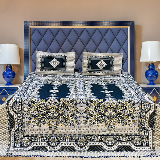 Blue Diamond Grace 3PC Cotton Bedsheet – Luxurious Comfort for Every Home