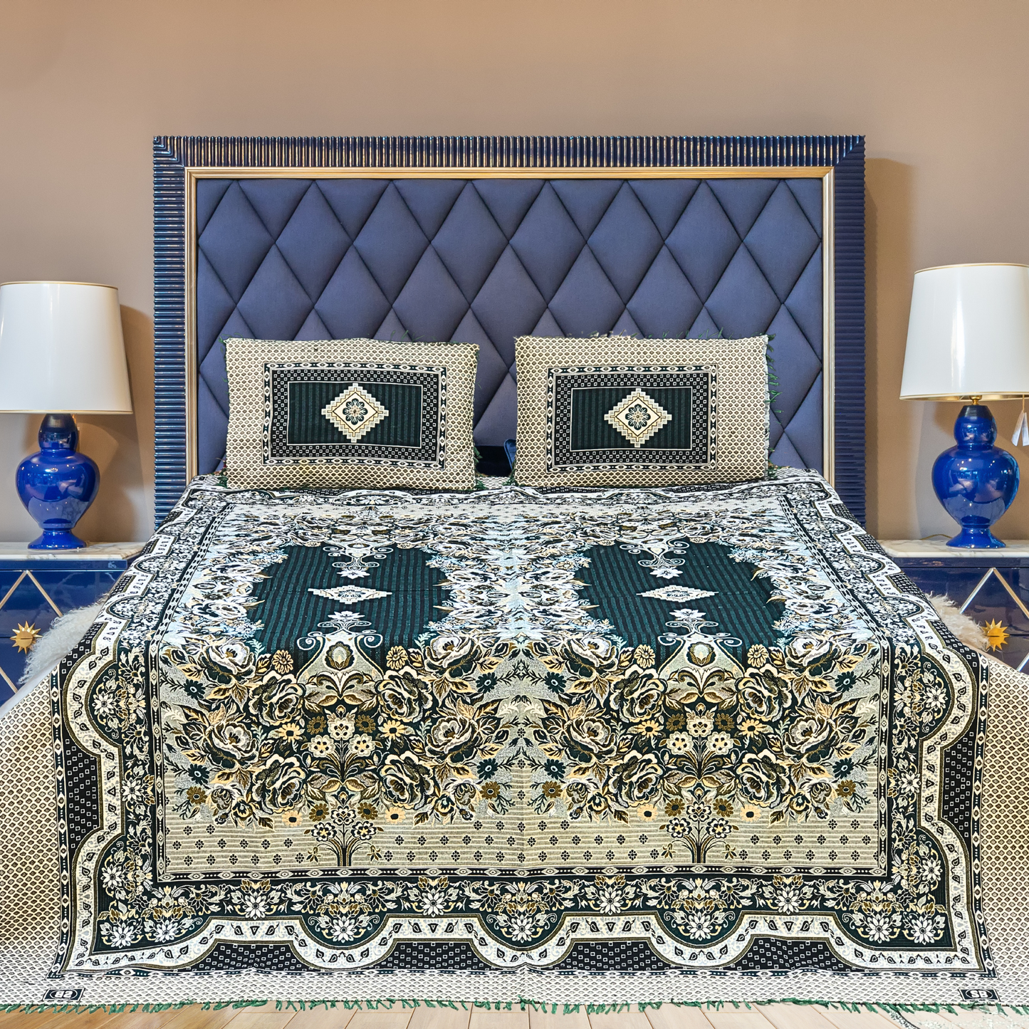 Green Diamond Grace 3PC Cotton Bedsheet – Luxurious Comfort for Every Home