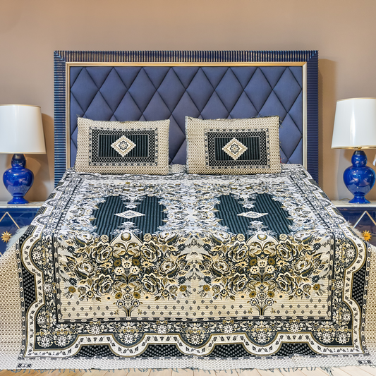 Grey Diamond Grace 3PC Cotton Bedsheet – Luxurious Comfort for Every Home