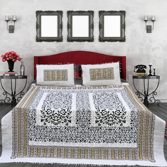 3PC Grey Soti Cotton Bedding Set – Pure Cotton, Elegant Design